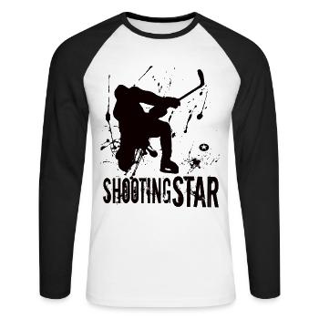Eishockey - Unisex Baseballshirt langarm - Weiß/Schwarz - Vorne - Nik (191cm)