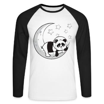 PANDA Sleep tired - Unisex Long Sleeve Baseball T-Shirt - white/black - Front - Nik (191cm)