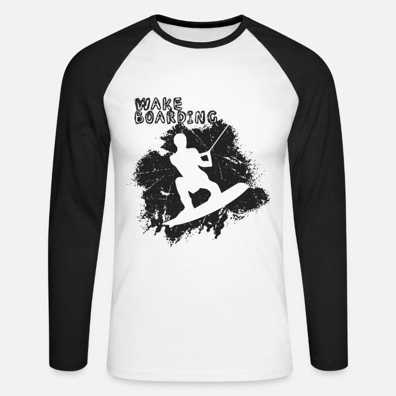 Wakeboarder - Unisex Baseballshirt langarm - Weiß/Schwarz