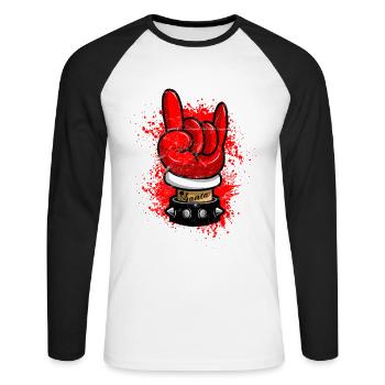 Metal rock n rock fourchette française rocker sataniste - T-shirt baseball manches longues Homme - blanc/noir - Devant - Nik (191cm)