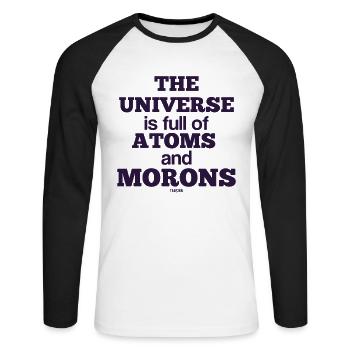 Idiot idiot atom science - Unisex Long Sleeve Baseball T-Shirt - white/black - Front - Nik (191cm)