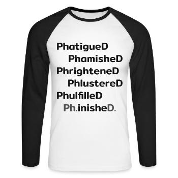 Doctorat.inishe.D. Promotion - T-shirt baseball manches longues Homme - blanc/noir - Devant - Nik (191cm)