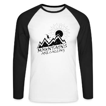 Ski Mountains are calling - Unisex Baseballshirt langarm - Weiß/Schwarz - Vorne - Nik (191cm)