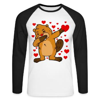 Valentines day - Unisex Long Sleeve Baseball T-Shirt - white/black - Front - Nik (191cm)