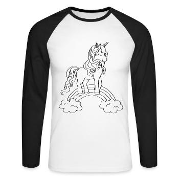 UNICORN UNICORN T-SHIRT FOR CHILDREN - Unisex Long Sleeve Baseball T-Shirt - white/black - Front - Nik (191cm)
