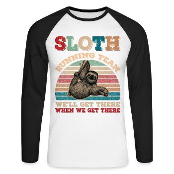 Vintage Sloth Running Team We'll Get There - Unisex Long Sleeve Baseball T-Shirt - white/black - Front - Nik (191cm)
