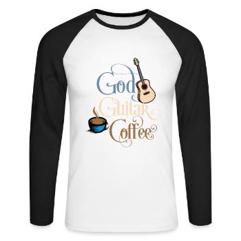 Café God Guitar - T-shirt baseball manches longues Homme - blanc/noir - Devant - Nik (191cm)