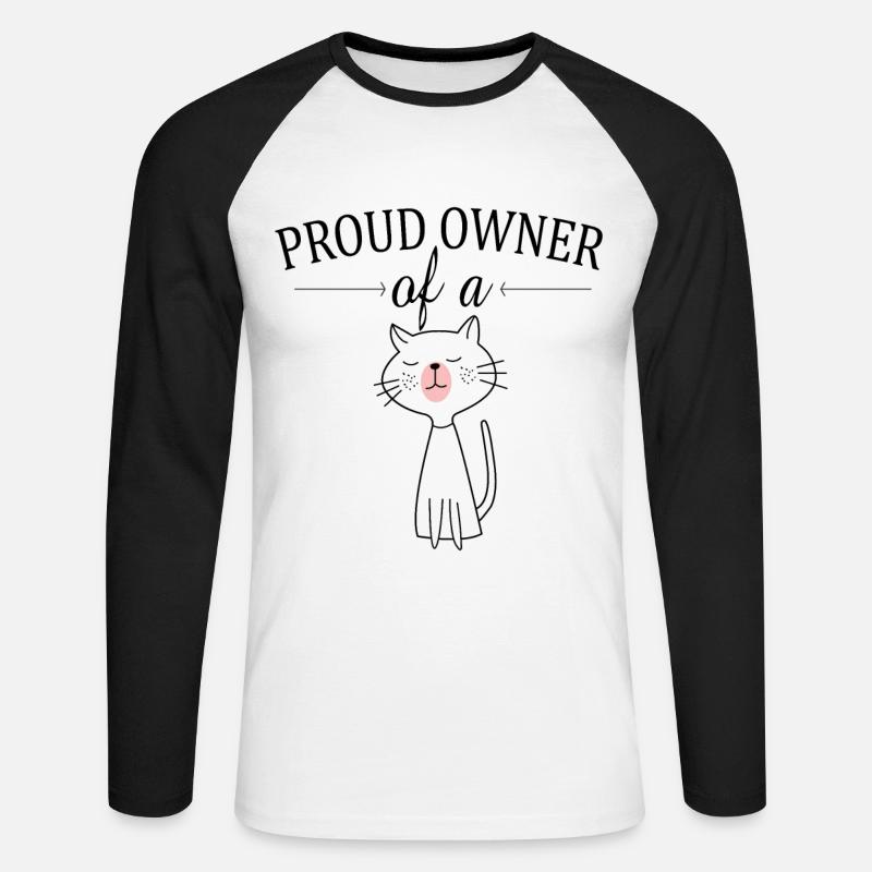Stolzer besitzer einer Katze - Unisex Baseballshirt langarm - Weiß/Schwarz