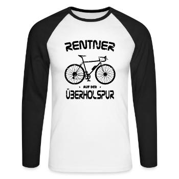 Bicycle pension - retirees in the fast lane saying - Unisex Long Sleeve Baseball T-Shirt - white/black - Front - Nik (191cm)