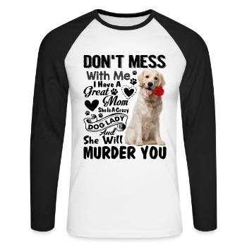 Chien Golden Retriever ne plaisante pas avec moi - T-shirt baseball manches longues Homme - blanc/noir - Devant - Nik (191cm)
