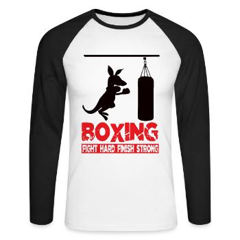 Boxing - Unisex Baseballshirt langarm - Weiß/Schwarz - Vorne - Nik (191cm)