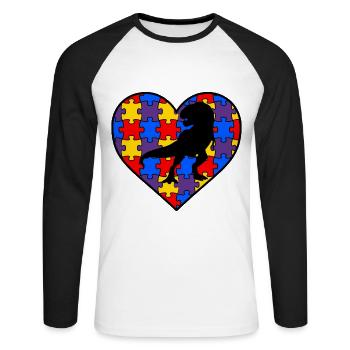 AUTISM AWARENESS DINO autisme cadeau autiste - T-shirt baseball manches longues Homme - blanc/noir - Devant - Nik (191cm)