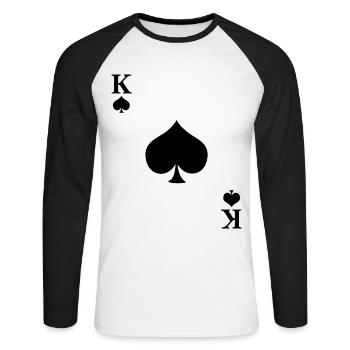 Costume de roi de pique Carnaval et Mardi Gras - T-shirt baseball manches longues Homme - blanc/noir - Devant - Nik (191cm)