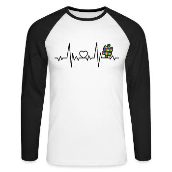 AUTISM HEARTBEAT Cadeau de sensibilisation à l'autisme - T-shirt baseball manches longues Homme - blanc/noir - Devant - Nik (191cm)