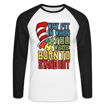 AUTISM HAT Cadeau de sensibilisation à l'autisme pour les autistes - T-shirt baseball manches longues Homme - blanc/noir - Devant - Nik (191cm)