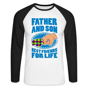 AUTISME PÈRE et fils cadeau papa autiste - T-shirt baseball manches longues Homme - blanc/noir - Devant - Nik (191cm)