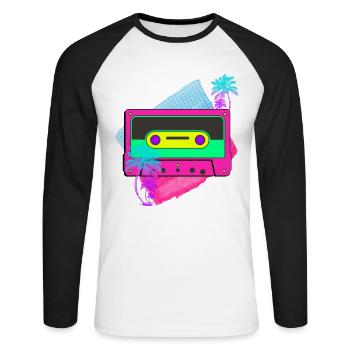 80s party - Unisex Long Sleeve Baseball T-Shirt - white/black - Front - Nik (191cm)