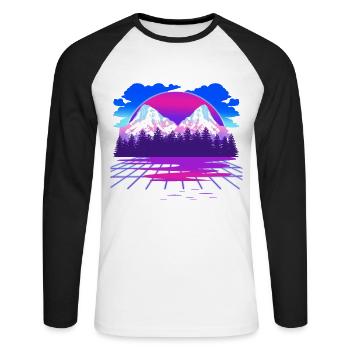 Vaporwave - T-shirt baseball manches longues Homme - blanc/noir - Devant - Nik (191cm)
