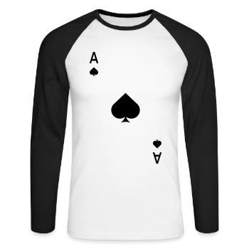 Card Game Playing Card Ace Ace Carnival Carnival - Unisex Long Sleeve Baseball T-Shirt - white/black - Front - Nik (191cm)