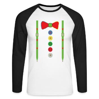 Clown carnaval costume de carnaval - T-shirt baseball manches longues Homme - blanc/noir - Devant - Nik (191cm)