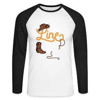 son temps de danse en ligne cowboy dance country humour - T-shirt baseball manches longues Homme - blanc/noir - Devant - Nik (191cm)