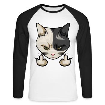 chat chats doigt du milieu branleur doigt du milieu puent - T-shirt baseball manches longues Homme - blanc/noir - Devant - Nik (191cm)