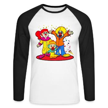 Karneval Clown - T-shirt baseball manches longues Homme - blanc/noir - Devant - Nik (191cm)