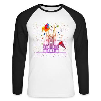 Carnaval de Cologne - T-shirt baseball manches longues Homme - blanc/noir - Devant - Nik (191cm)