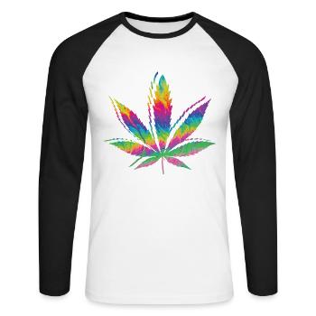 Cannabis Kiffer Kiffen - Unisex Baseballshirt langarm - Weiß/Schwarz - Vorne - Nik (191cm)