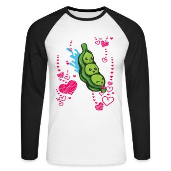 Pea vegetable vegan love heart - Unisex Long Sleeve Baseball T-Shirt - white/black - Front - Nik (191cm)