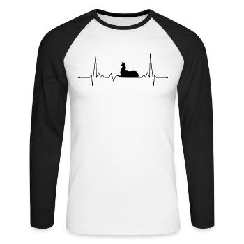 Alpaca Heartbeat Alpaca Heartbeat ECG Curve - Unisex Long Sleeve Baseball T-Shirt - white/black - Front - Nik (191cm)
