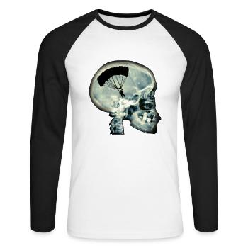 Voler en parapente - T-shirt baseball manches longues Homme - blanc/noir - Devant - Nik (191cm)