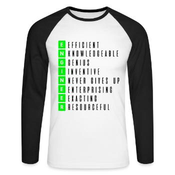 Ingenieur - Unisex Baseballshirt langarm - Weiß/Schwarz - Vorne - Nik (191cm)