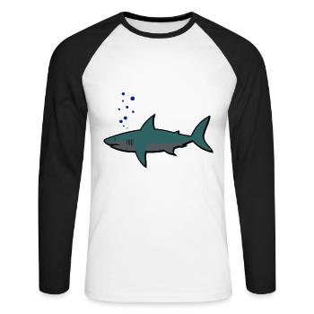 Shark, shark, - Unisex Long Sleeve Baseball T-Shirt - white/black - Front - Nik (191cm)