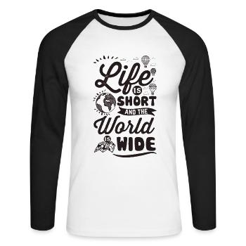 Voyage, voyage, voyage - T-shirt baseball manches longues Homme - blanc/noir - Devant - Nik (191cm)