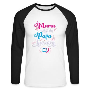 Maman Veut Papa Se marier Enfants Demande en mariage - T-shirt baseball manches longues Homme - blanc/noir - Devant - Nik (191cm)