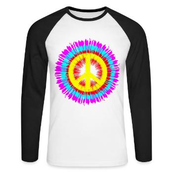 Symbole de paix signe de paix amour - T-shirt baseball manches longues Homme - blanc/noir - Devant - Nik (191cm)