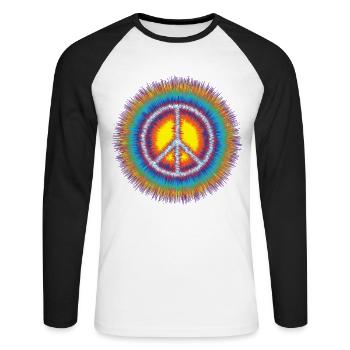 Peace - Unisex Baseballshirt langarm - Weiß/Schwarz - Vorne - Nik (191cm)