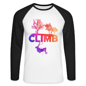 Klettern climb berg - Unisex Baseballshirt langarm - Weiß/Schwarz - Vorne - Nik (191cm)