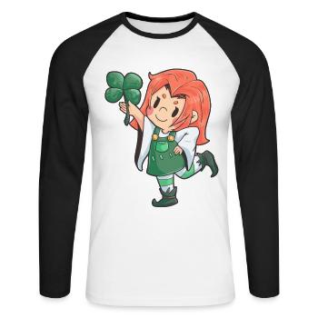 Kobold St Patricks Day Frau Irland - Unisex Baseballshirt langarm - Weiß/Schwarz - Vorne - Nik (191cm)