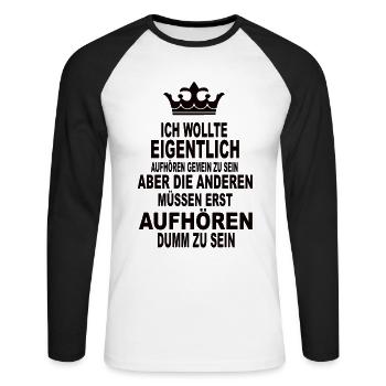 Lustige Sprüche - Unisex Baseballshirt langarm - Weiß/Schwarz - Vorne - Nik (191cm)