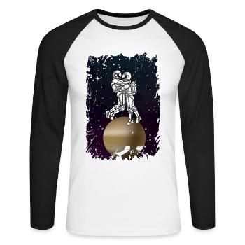 ASTRONAUT LOVE Weltraum Valentinstag - Unisex Baseballshirt langarm - Weiß/Schwarz - Vorne - Nik (191cm)