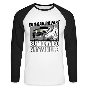 conducteur de jeep drôle - T-shirt baseball manches longues Homme - blanc/noir - Devant - Nik (191cm)