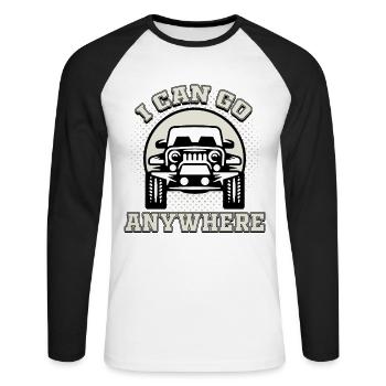 Véhicule tout terrain à déplacement - T-shirt baseball manches longues Homme - blanc/noir - Devant - Nik (191cm)