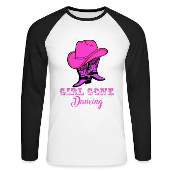 Line dancing, line dancing boots - Unisex Long Sleeve Baseball T-Shirt - white/black - Front - Nik (191cm)