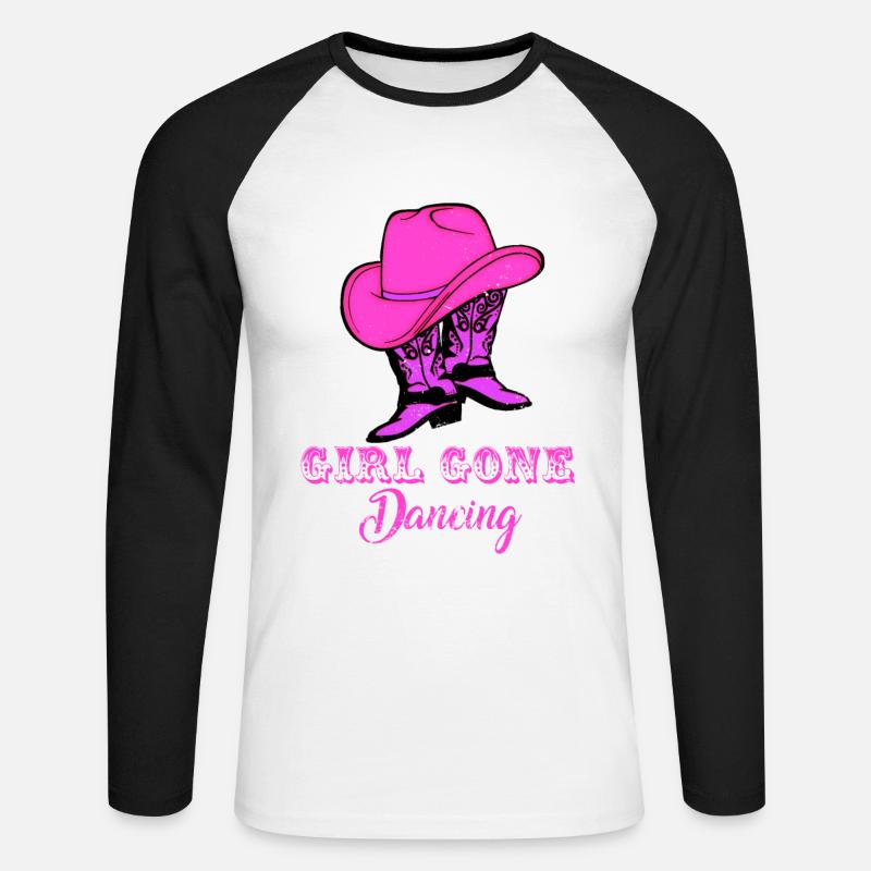 Linedance, Line dancing Boots - Unisex Baseballshirt langarm - Weiß/Schwarz