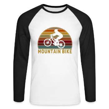 MTB Mountain Bike Enduro MTB MTB Fahrer - Unisex Baseballshirt langarm - Weiß/Schwarz - Vorne - Nik (191cm)
