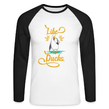 I just really like ducks okay ducks love duck - Unisex Long Sleeve Baseball T-Shirt - white/black - Front - Nik (191cm)