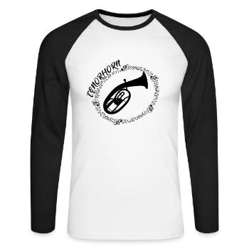 Tenorhorn - Unisex Baseballshirt langarm - Weiß/Schwarz - Vorne - Nik (191cm)