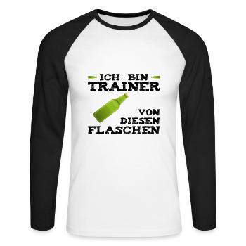 Trainer Von Diesen Flaschen - Unisex Baseballshirt langarm - Weiß/Schwarz - Vorne - Nik (191cm)